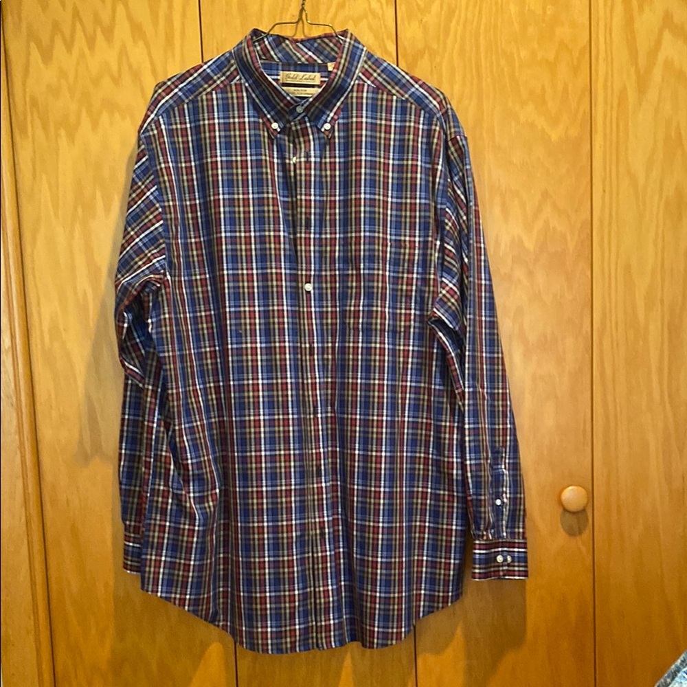 Roundtree & Yorke Gold Label Plaid Shirt - Blue, Red, and Tan - Picture 2 of 3